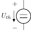 + and - rendered above/below to voltage arrow